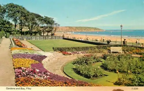 England Filey gardens, bay and beach view