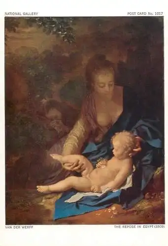Greetings card painting Van der Werff the repose in Egypt