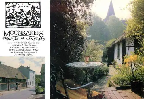 Greetings card advertising Moonrakers restaurant