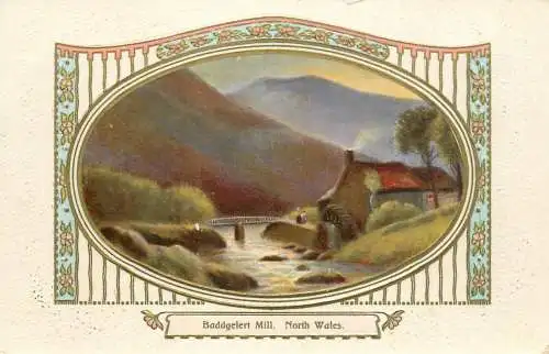 Greetings card painting North Wales Baddgelert Mill