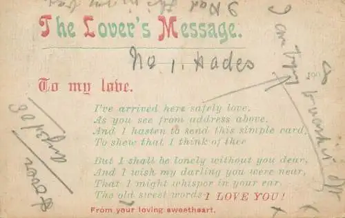 Greetings card couple lover's message