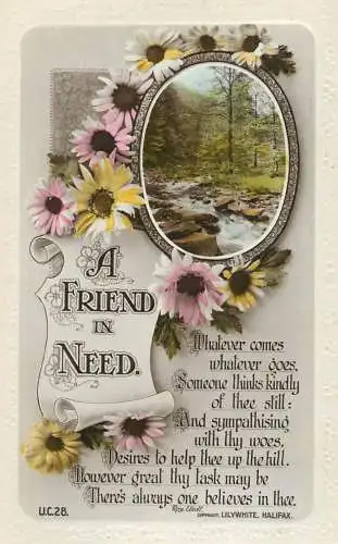 Greetings card Birthday flowers a friend in need
