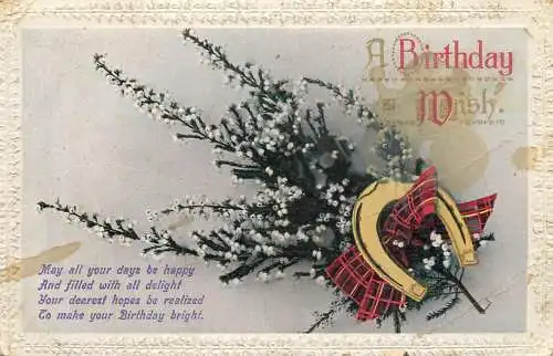 Greetings card Birthday flower horseshoe