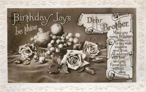 Greetings card birthday thoughts for brother