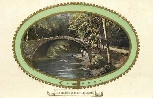 Greetings card fishing river bridge landscape Trossachs