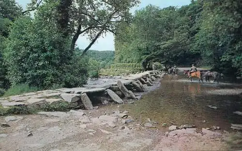 England Exmoor Tarr Steps river Barle clapper bridge