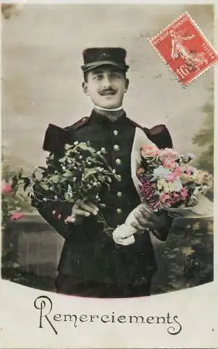 cpa salutations bonheur homme élégant mode moustache and uniform
