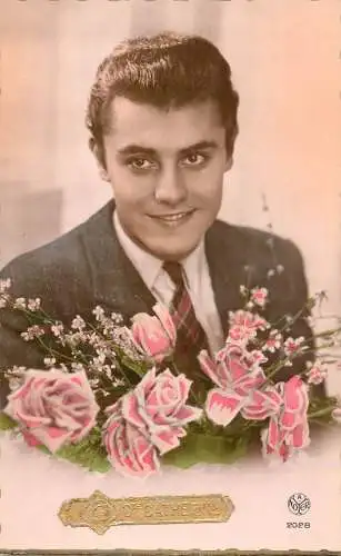 cpa salutations bonheur homme élégant mode flower St. Catherine