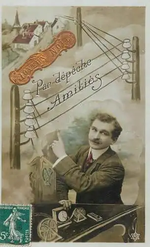 cpa salutations bonheur homme élégant mode Joyeux Noel