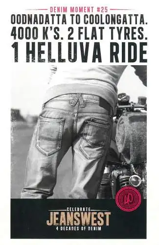 Advertising postcard Jeans West denim