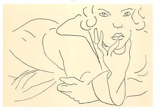 Greetings card etch Henri Matisse figure allongee