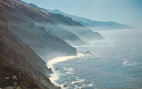 USA Highway 1 misty trail coastal scenery