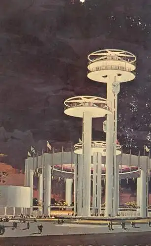 USA New York Worlds Fair 1964-1965 "Peace through Understanding" - Tent of Tomorrow night view