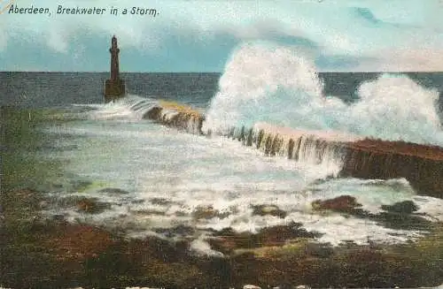 Scotland Aberdeen breakwater in a storm