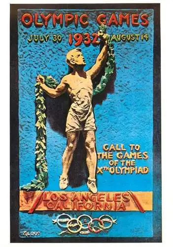 Olympic Games pictorial poster card USA CA Los Angeles 1932