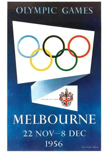Olympic Games pictorial poster card Melbourne 1956