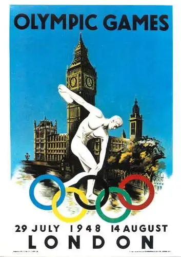 Olympic Games pictorial poster card England London 1948