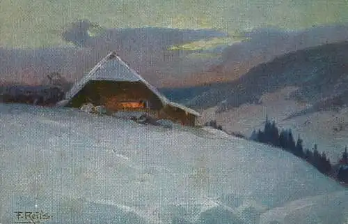 Germany painting winter in Schwarzwald Fr. Reiss