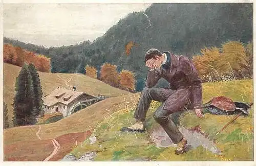 Germany painting elegant man and water mill