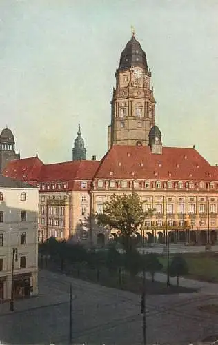 Germany Dresden Neues Rathaus in der Morgensonne