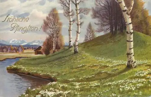 AK Allemagne Landschaft painting frohliche pfingten