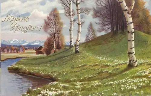 AK Allemagne Landschaft painting frohliche pfingten