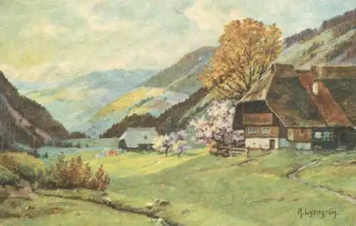 AK Allemagne Landschaft painting A. Lyongrum