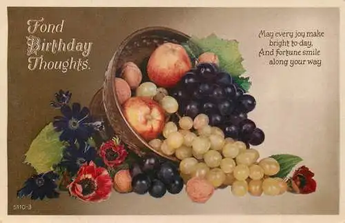 British greetings postcard fond birthday thoughts