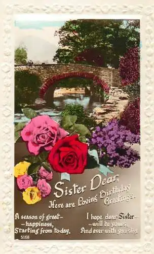British greetings postcard sister birthday