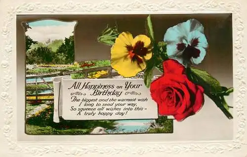 British greetings postcard all happiness on your birthday
