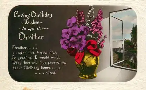 British greetings postcard birthday wish for brother