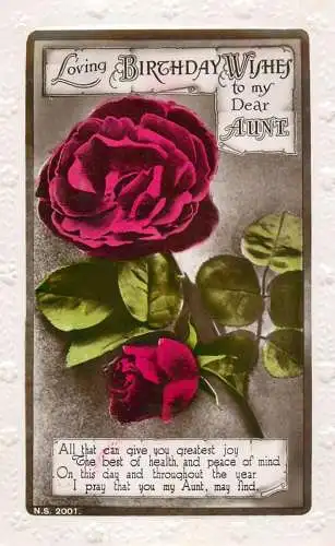 British greetings postcard aunt birthday wishes