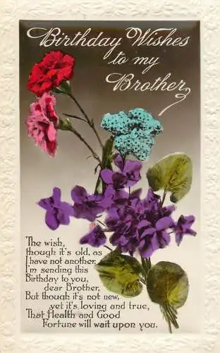 British greetings postcard brother birthday wishes
