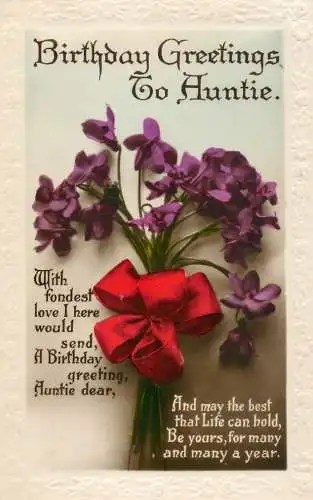 British greetings postcard auntie birthday greetings