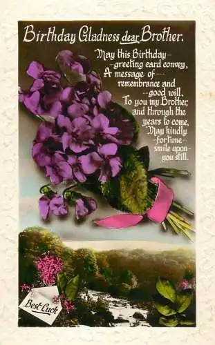 British greetings postcard birthday gladness dear brother