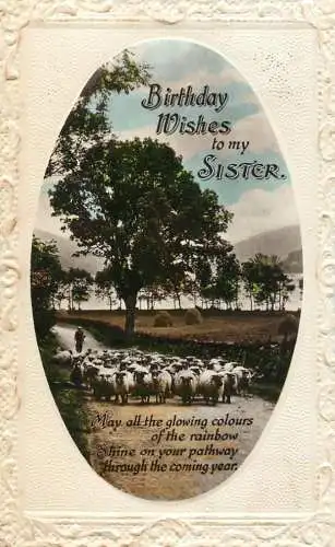 British greetings postcard sister birthday wishes