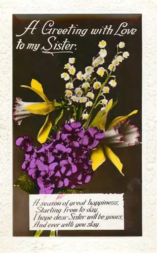 British greetings postcard love to my sister