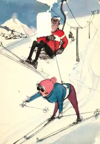 Greetings card sports ski scene