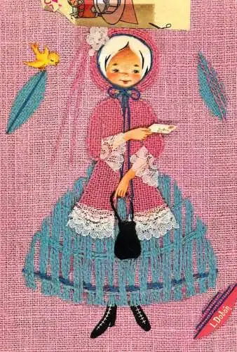 Greetings card Belgium L. Dobon emboydery