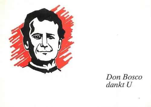 Greetings card advertising Don Bosco dankt U