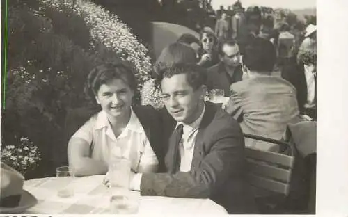 Real photo social history couple at terrace