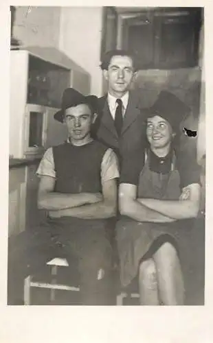 Real photo social history family and hat
