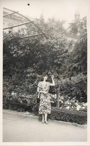 Real photo social history elegant woman in nature