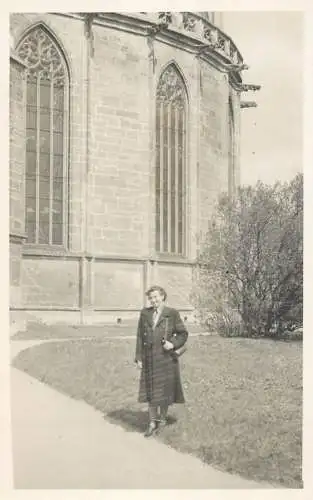 Real photo social history woman and cathedral
