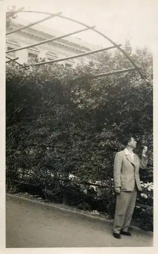 Real photo social history elegant man in nature