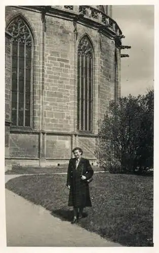 Real photo social history woman and cathedral