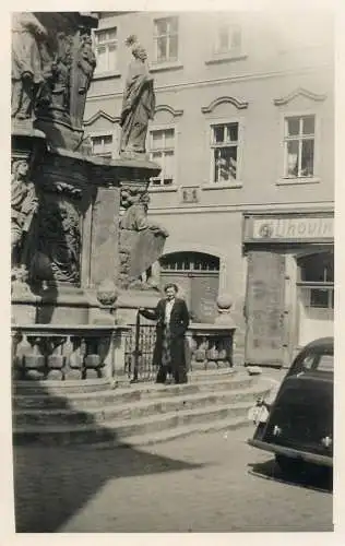 Real photo social history elegant woman and monument