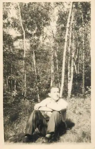 Real photo social history elegant man in nature
