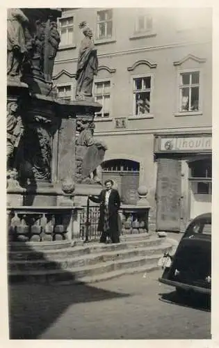 Real photo social history elegant woman monument
