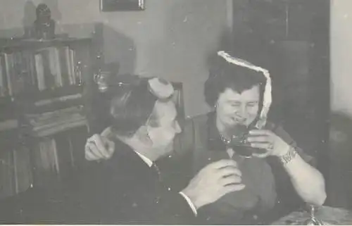 Real photo social history elegant couple masquerade party